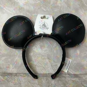 NWT Disney Parks Disneyland Simulated Black Leather Mickey Ears Headband